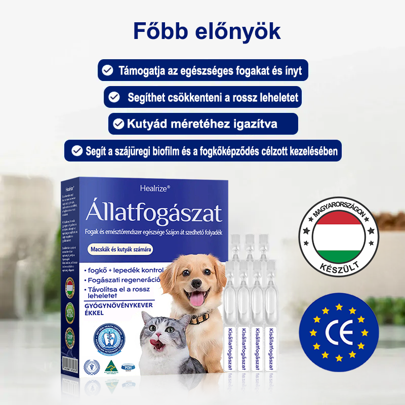 [🇭🇺 Hivatalos Áruház] Healrize® Állati Fogászati és Emésztési Egészséget Támogató Orális Folyadék – Friss lehelet, fogkő eltávolítása és ínyregeneráció támogatása, a fogak stabilizálása (macskáknak és kutyáknak) – Ma 70% kedvezmény! 🦷