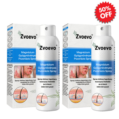 Zvevo® Magnézium Gyógynövényes Pikkelysömör Spray – Természetes bőrregeneráló megoldás viszketés, bőrpír és ekcéma ellen | 💧 Gyors felszívódás | 🚫 Szteroidmentes formula | ✨ Érzékeny és intim bőrre is