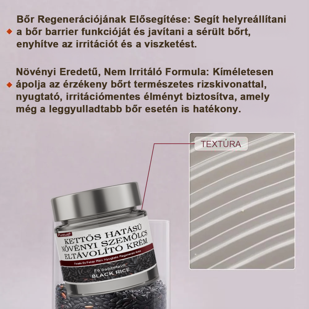 🌿 Pureluxo® Fekete Rizses Bőrregeneráló Esszenciakrém ✨ Szemölcsök, Bőrkinövések és Bőrhibák Célzott Ápolására