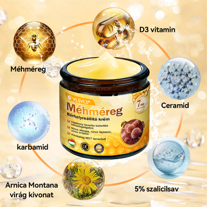 🔥🐝 VLSVLS® Méhméreg Bőrhelyreállító Krém | Teljeskörű Bőrregenerálás | Ekcéma, Pikkelysömör, Rosacea, Szemölcsök & Hegek Ellen | Gyors Hatás 5 Nap Alatt | 100% Természetes & Nem Invazív Megoldás 💯✨