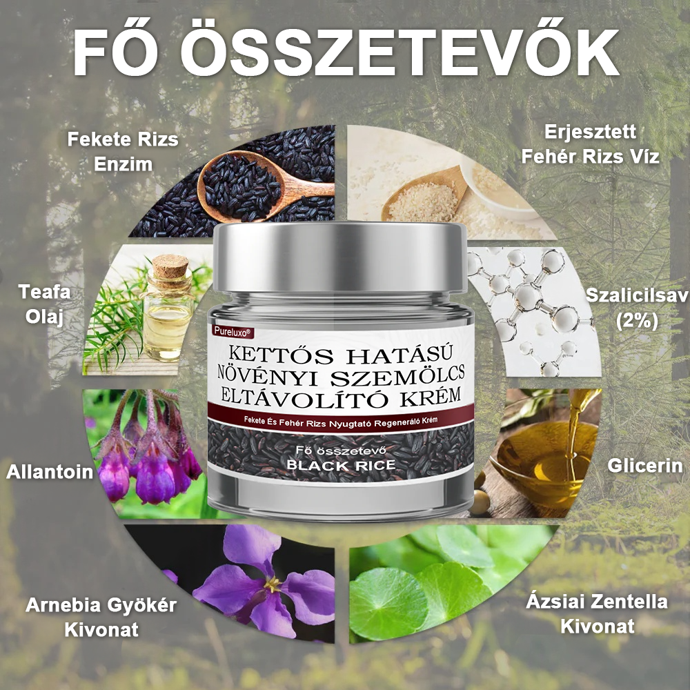 🌿 Pureluxo® Fekete Rizses Bőrregeneráló Esszenciakrém ✨ Szemölcsök, Bőrkinövések és Bőrhibák Célzott Ápolására