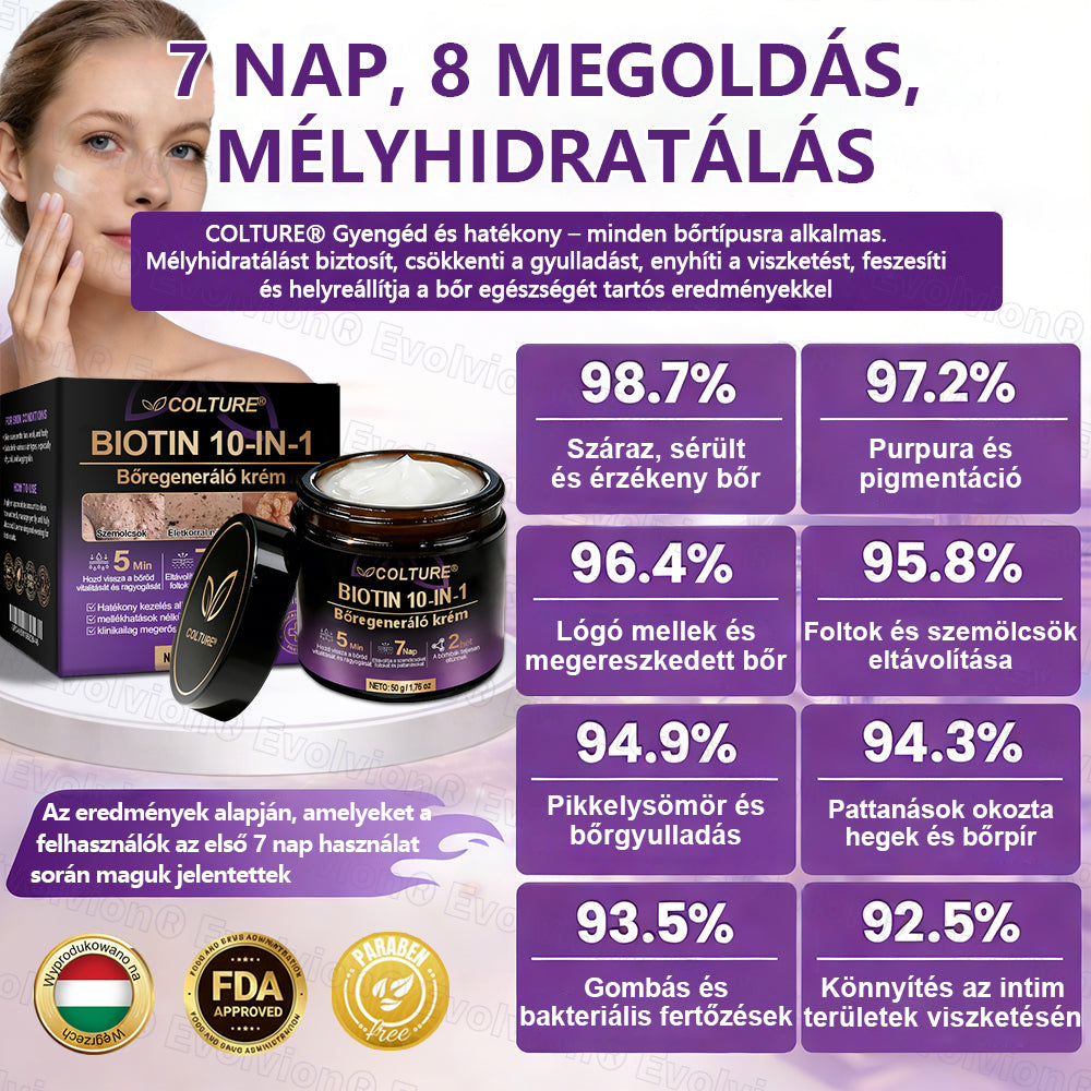 COLTURE® Biotin 10 az 1-ben bőrmegújító krém ✨ öregedés, pikkelysömör, akné, hegek, pigmentfoltok, szárazság, gyulladás és intim kellemetlenségek ellen 🌿 természetes bioaktív összetevőkkel 💧 a sima, feszes és fiatalos bőrért
