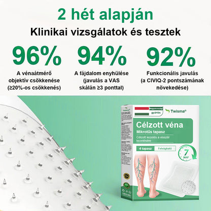 ✨ Twisma® VeinTarget – Fejlett mikro tapasz a visszerekre 🔥 96% klinikailag igazolt hatékonyság ⚡ Látható eredmények már 7–14 nap alatt 🌿 Kíméletes támogatás a könnyebb és felszabadult lábakért  🦵