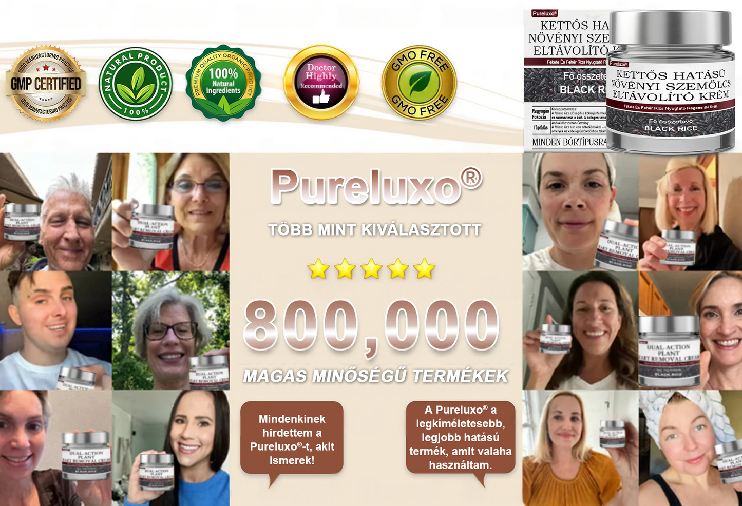 🌿 Pureluxo® Fekete Rizses Bőrregeneráló Esszenciakrém ✨ Szemölcsök, Bőrkinövések és Bőrhibák Célzott Ápolására