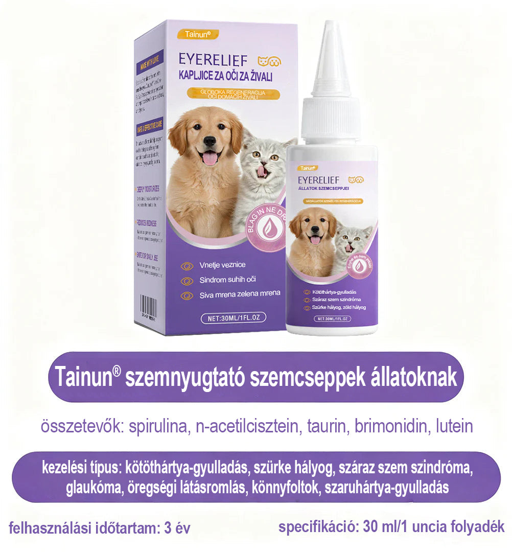 👩‍⚕️ Tainun® EyeRelief oční kapky pro mazlíčky ✅ Schváleno v CE | Rychlá úleva při zánětu spojivek, suchých očích, šedém zákalu a keratitidě 🐶🐱