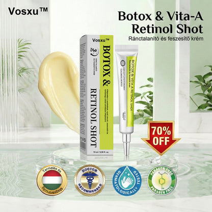 ✨ Vosxu™ Botox & Vita-A Retinol Shot ráncfelvarró szérum ✨ – 💉 Mikro-tűk | 💪 Botox-szerű peptidek | 🌿 Retinol | ⚡ Látható eredmények már 3 nap alatt