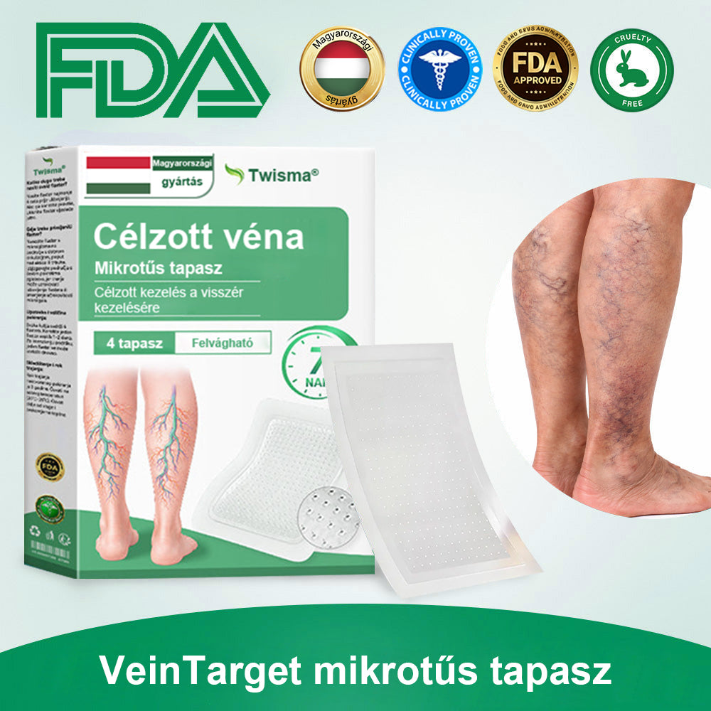 ✨ Twisma® VeinTarget – Fejlett mikro tapasz a visszerekre 🔥 96% klinikailag igazolt hatékonyság ⚡ Látható eredmények már 7–14 nap alatt 🌿 Kíméletes támogatás a könnyebb és felszabadult lábakért  🦵