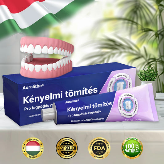 Auralithe® Comfort Seal Pro Fogsor Ragasztó🦷 Auralithe® Comfort Seal Pro | 96 órás prémium fogsorragasztó ✅ Stabil rögzítés ✨ Kényelmes illeszkedés 🚫 Csúszás nélkül