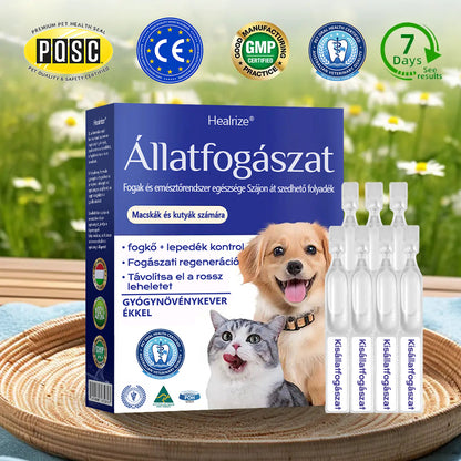 [🇭🇺 Hivatalos Áruház] Healrize® Állati Fogászati és Emésztési Egészséget Támogató Orális Folyadék – Friss lehelet, fogkő eltávolítása és ínyregeneráció támogatása, a fogak stabilizálása (macskáknak és kutyáknak) – Ma 70% kedvezmény! 🦷