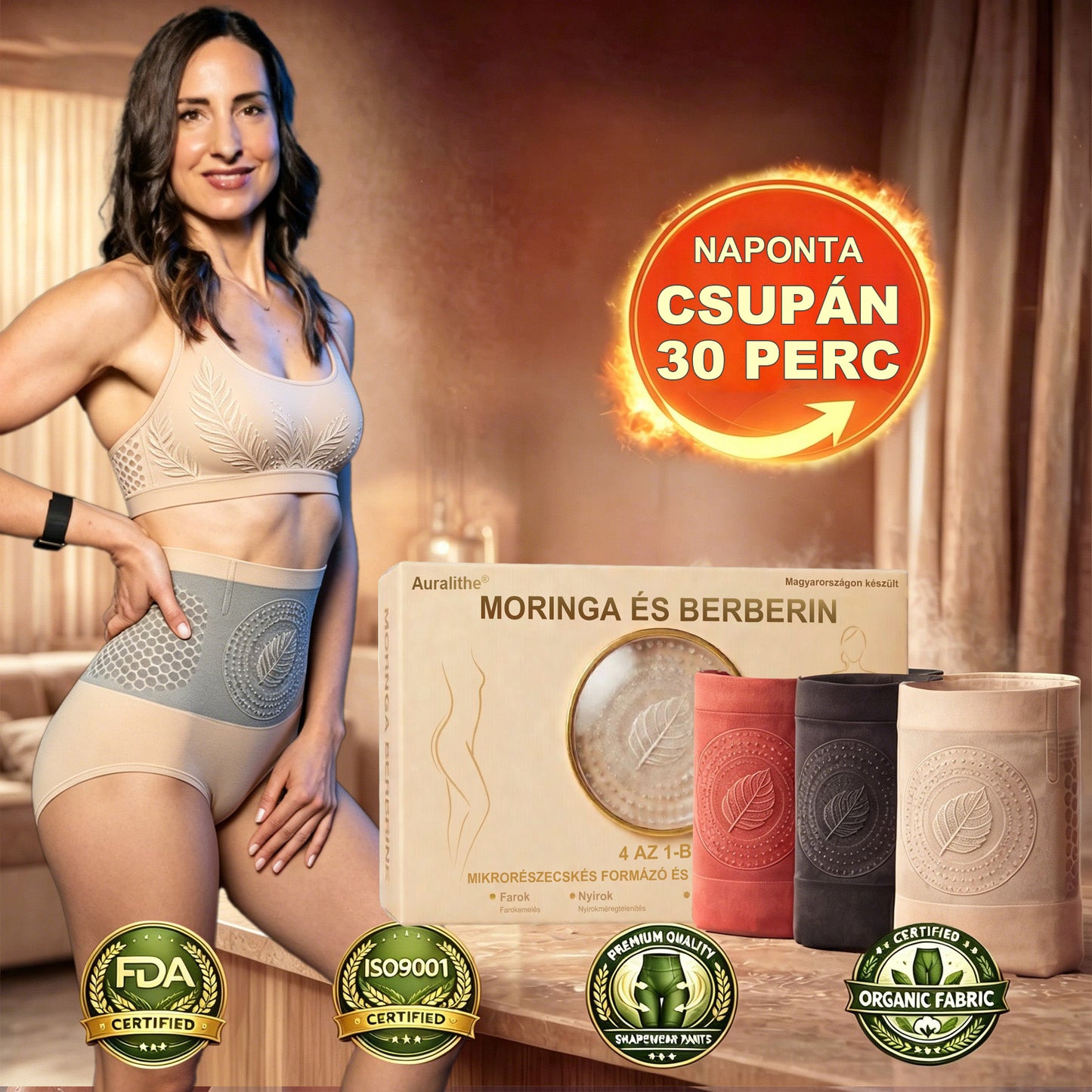 PAURAJU® 2026 🔥 Termogén zsírégető formáló rövidnadrág | Moringa & Berberin 4-az-1-ben 🧬 Mikrorészecskés technológia | Hasfeszesítés & alakformálás ⚡ Napi 30 perc | Gyors hatású karcsúsító fehérnemű | Zeolit kompresszió 🛡️ Orvosi minőség 🌸🔥⭐