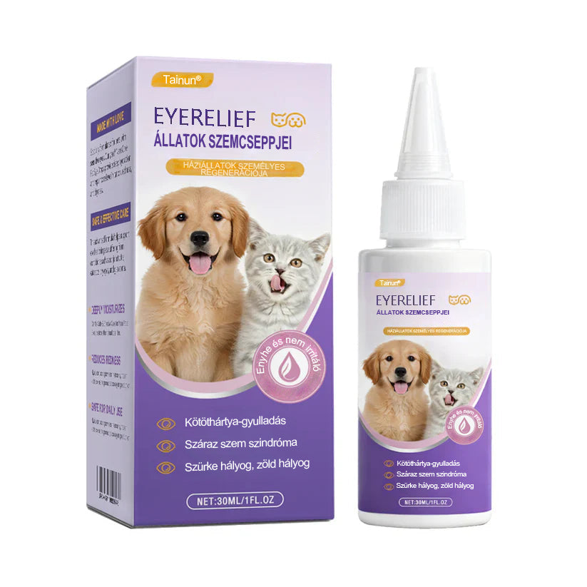 👩‍⚕️ Tainun® EyeRelief oční kapky pro mazlíčky ✅ Schváleno v CE | Rychlá úleva při zánětu spojivek, suchých očích, šedém zákalu a keratitidě 🐶🐱
