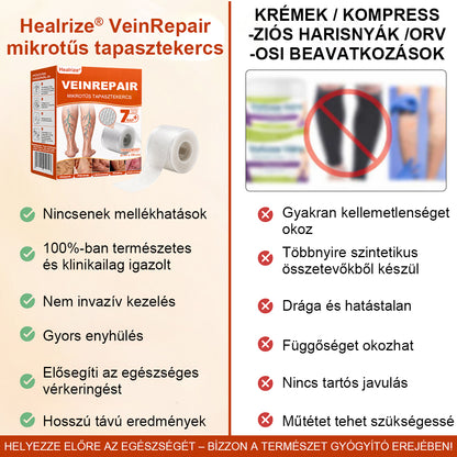 🦵 Healrize® VeinRepair Mikrotűs Tapsztekercs – 🔥 Célzott Ápolás Visszerekre, Duzzadt és Nehéz Lábakra⭐
