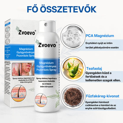 Zvevo® Magnézium Gyógynövényes Pikkelysömör Spray – Természetes bőrregeneráló megoldás viszketés, bőrpír és ekcéma ellen | 💧 Gyors felszívódás | 🚫 Szteroidmentes formula | ✨ Érzékeny és intim bőrre is