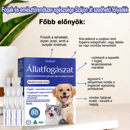 [🇭🇺 Hivatalos Áruház] Healrize® Állati Fogászati és Emésztési Egészséget Támogató Orális Folyadék – Friss lehelet, fogkő eltávolítása és ínyregeneráció támogatása, a fogak stabilizálása (macskáknak és kutyáknak) – Ma 70% kedvezmény! 🦷
