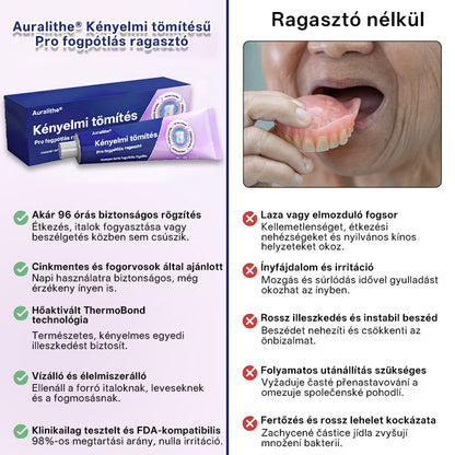 Auralithe® Comfort Seal Pro Fogsor Ragasztó🦷 Auralithe® Comfort Seal Pro | 96 órás prémium fogsorragasztó ✅ Stabil rögzítés ✨ Kényelmes illeszkedés 🚫 Csúszás nélkül