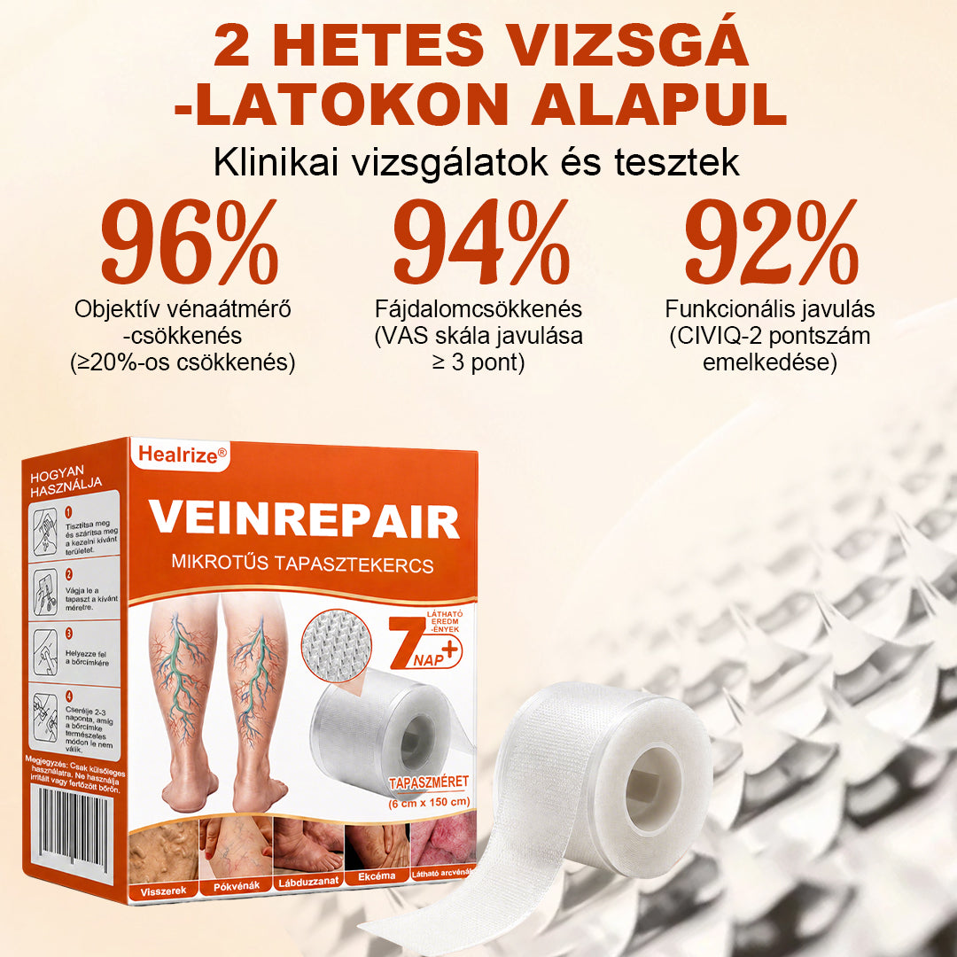 🦵 Healrize® VeinRepair Mikrotűs Tapsztekercs – 🔥 Célzott Ápolás Visszerekre, Duzzadt és Nehéz Lábakra⭐