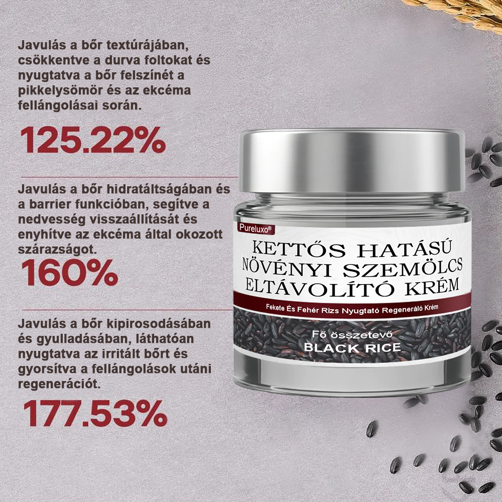 🌿 Pureluxo® Fekete Rizses Bőrregeneráló Esszenciakrém ✨ Szemölcsök, Bőrkinövések és Bőrhibák Célzott Ápolására