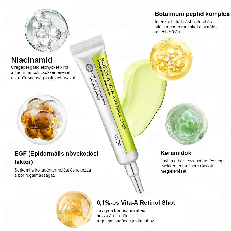 ✨ Vosxu™ Botox & Vita-A Retinol Shot ráncfelvarró szérum ✨ – 💉 Mikro-tűk | 💪 Botox-szerű peptidek | 🌿 Retinol | ⚡ Látható eredmények már 3 nap alatt